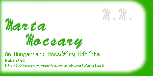 marta mocsary business card